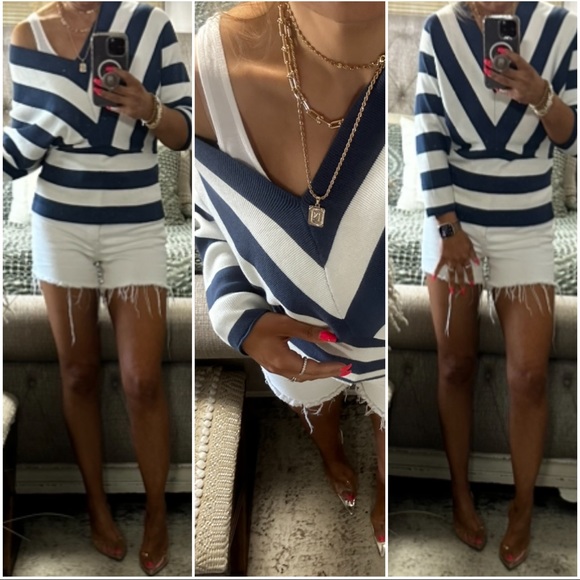 New🩷Navy/white V-cut spring top - Picture 4 of 13